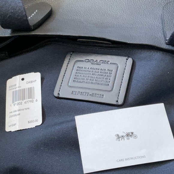 Navy blue leather coach grove tote - Picture 8 of 8